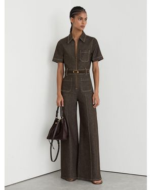 Reiss Petite Denim Wide-Leg Jumpsuit - Multicolor