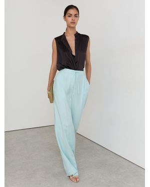 Reiss Esther - Aqua Blue Wide-leg Drawstring Pants, 4 - White