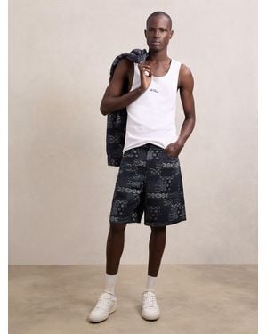 Les Deux Denim Jacquard Shorts - Natural