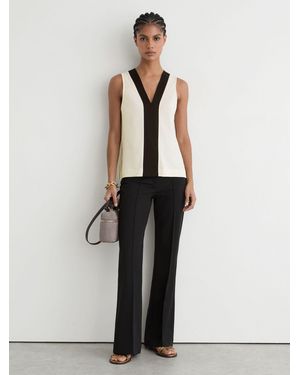 Reiss Colour-Block V-Neck Shell Top - White