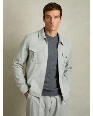 Reiss Belle Jacket Suede Plain - Multicolor