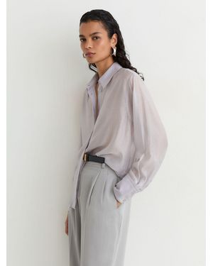 Reiss Sheer Striped Long-Sleeve Shirt - Gray