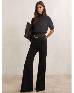 Reiss Flared Seam-Detail Jeans - Natural