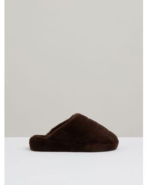 Reiss Andrea - Chocolate Faux Fur Slippers, S - Gray