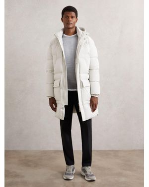 Reiss Longline Quilted Puffer Jacket - Natural