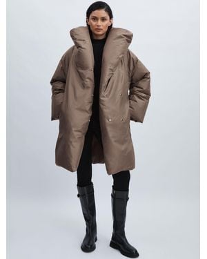 Meotine Oversized Grey/brown Puffer Coat