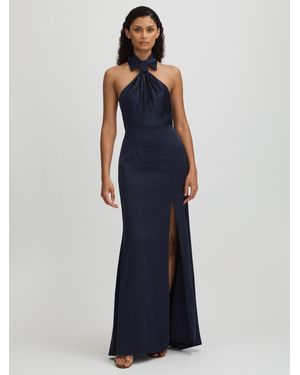 Halston Halter Neck Maxi Dress - Blue