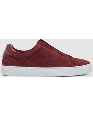 Reiss Suede Slip-On Elasticated Sneakers - Red