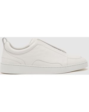 Reiss Henry Bonded-Leather Elasticated Sneakers - Natural