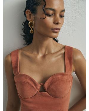 ATELIER Suede Bustier Top - Brown