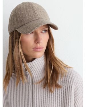 Reiss Penelope - Taupe Wool-blend Pinstripe Baseball Cap, - Brown