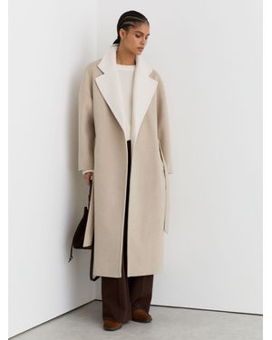 Reiss Wool Blindseam Contrast-Lapel Coat - Natural