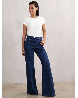 Reiss June - Blue Flared Seam-detail Jeans, 30 P