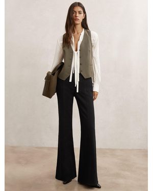 Reiss Flared Seam-Detail Jeans - Natural