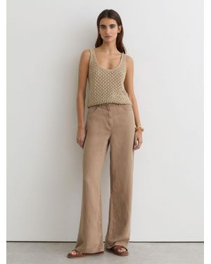 Reiss Lyocell-Linen Wide-Leg Pants - Natural