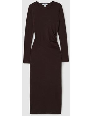 Reiss Vesta - Grey Knitted Twist Detail Mini Dress, Xs in