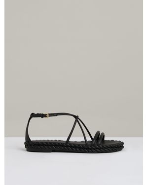 Reiss Leather Braided Flat Sandals - Gray