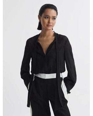 Reiss Arina Blouse Semi Sheer - Black