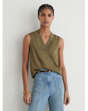 Reiss Jersey V-Neck Vest - Green