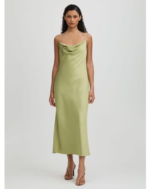 Significant Other Satin Neck Midi Dress - Green