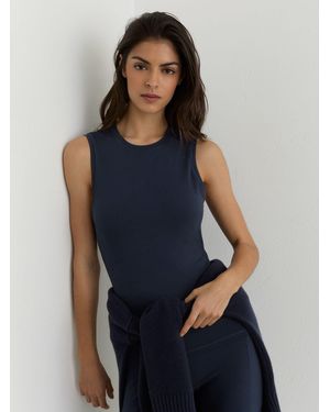 Reiss Crew-Neck Ruched Sports Vest - Blue