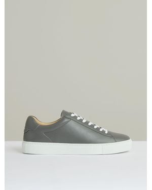 Reiss Leather Low-Top Sneakers - Gray