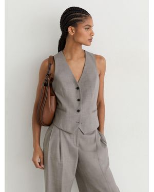 Reiss Wool-Blend Tailored Waistcoat - Gray