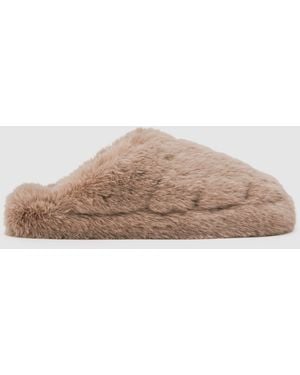 Reiss Faux Fur Slippers - Gray