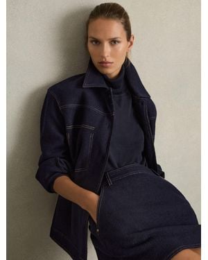 Reiss Elise Shirt Wool Plain - Blue