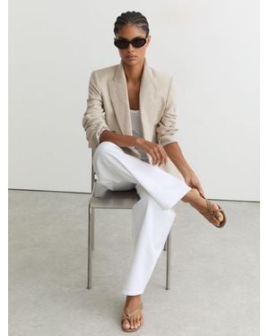 Reiss Leather Lizard-Effect Kitten-Heel Sandals - White