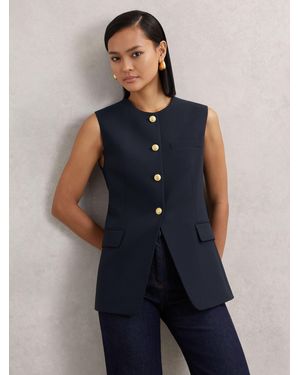 Reiss Athena High Neck Long Line Waistcoat in Brown | Lyst