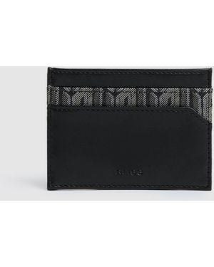 Reiss Fletcher Monogram Canvas Card Holder - White