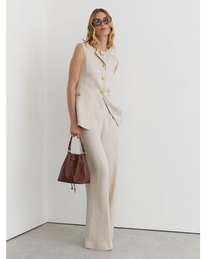 Reiss Linen-Blend Textured Long-Line Waistcoat - White
