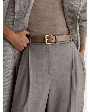 Reiss Leather Square-Buckle Belt - Gray