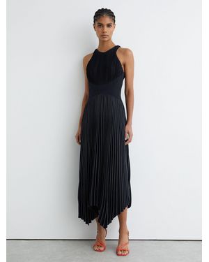 Reiss Pleated Sleeveless Midi Dress - Black
