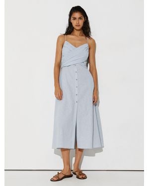 Reiss Linen-Cotton Draped Midi Beach Dress - White