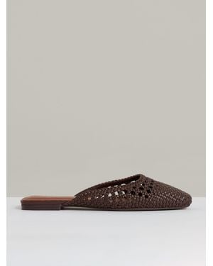 Reiss Woven Slip-On Mules - Brown