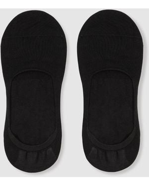 Reiss Rafi Loafer Socks Cotton Plain, Size: S & M - Black