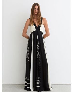 Reiss Empire-Line Printed Maxi Dress - White