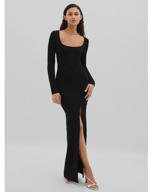 GOOD AMERICAN Ribbed Midi Dress - Black
