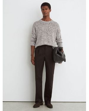 Reiss Cotton Slub Pleated Relaxed-Fit Pants - Gray