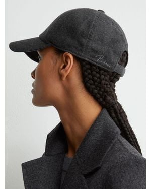 Reiss Sienna - Charcoal Wool-silk Blend Baseball Cap, One - Black