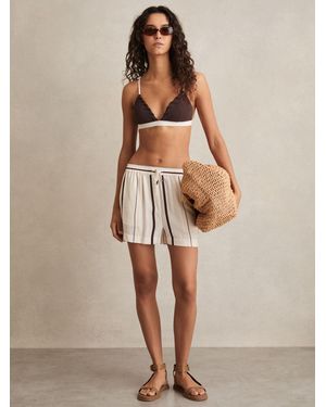 Reiss Stripe-Print Drawstring Shorts - Natural