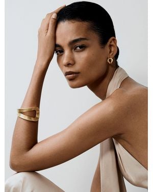 Reiss Blair - Gold Tone Brushed Twist Cuff, One - Brown