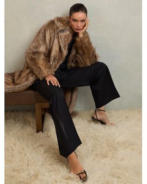 Reiss Atelier Faux-Fur Long Coat - Brown