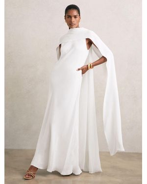 Reiss Crepe Cape Maxi Dress - Natural