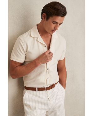 Reiss Cotton Blend Towelling Shirt - Natural