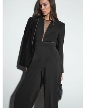 Reiss Plunge-Neck Split-Sleeve Jumpsuit - White