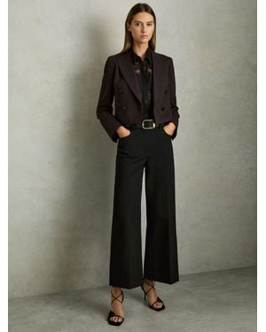 Reiss Petite Twill Culotte Pants - Black