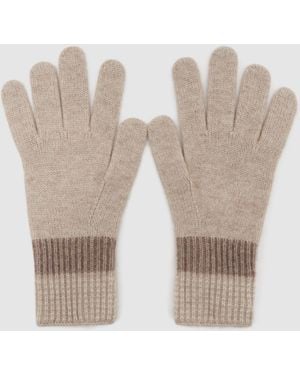 Reiss Issie - Neutral Wool-blend Knitted Gloves With Cashmere, One - Natural
